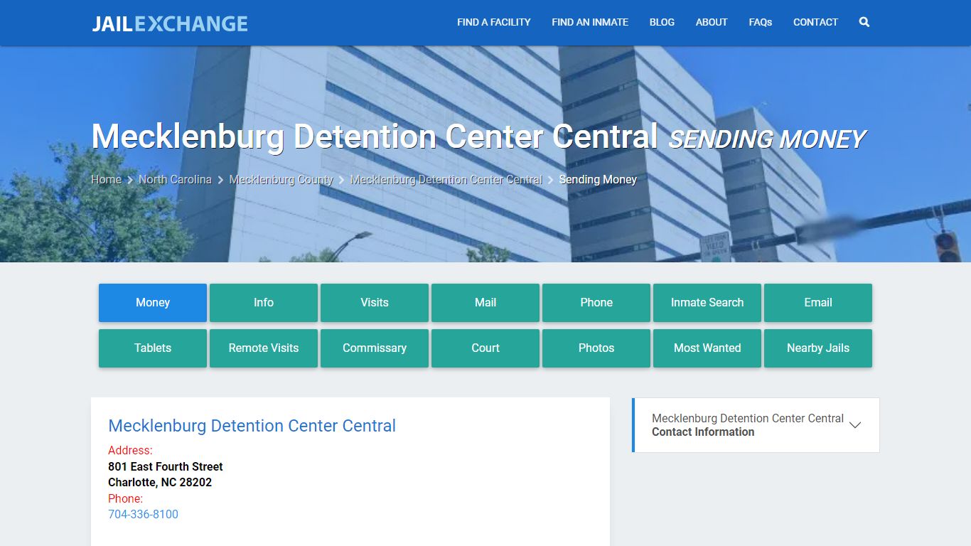 Mecklenburg Detention Center Central Sending Money - Jail Exchange